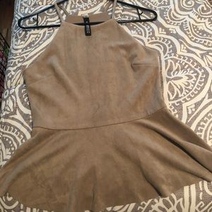 Beige suede peplum top